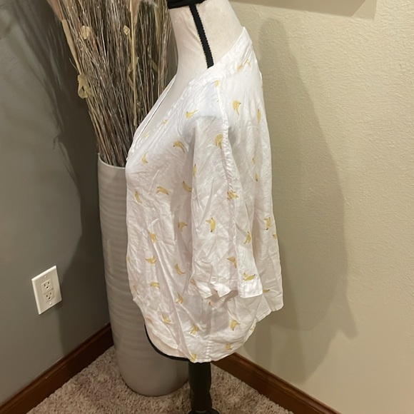 Rails Thea Banana Bunch Linen Rayon Button Tie Knot Top Shirt Size XL - Picture 10 of 14